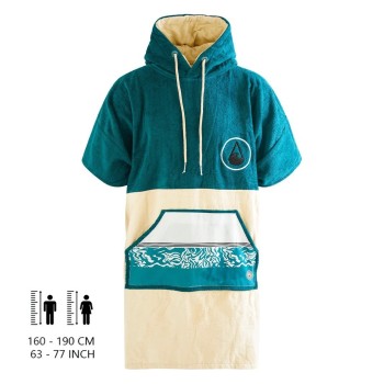 Poncho Petrol, Baumwolle Velours